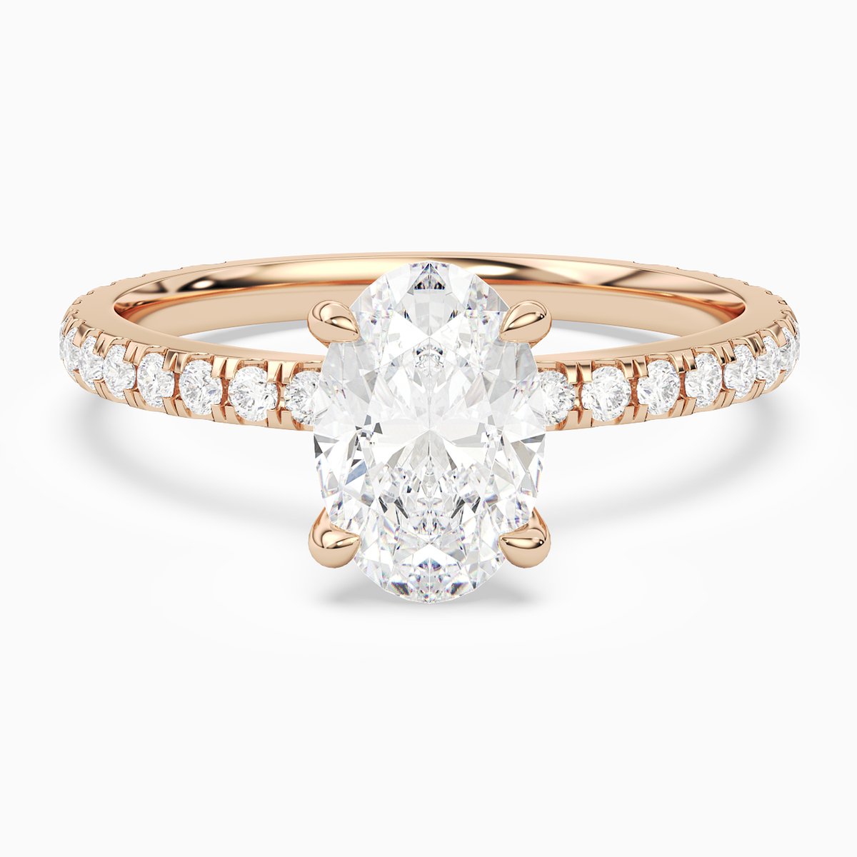 Oval Hidden Halo Crown Pavé in 14K Rose Gold main white