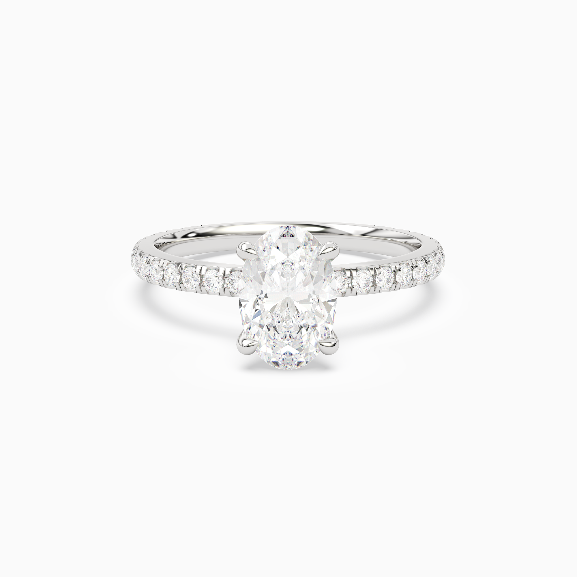 Oval Hidden Halo Crown Pavé in 14K White Gold main white