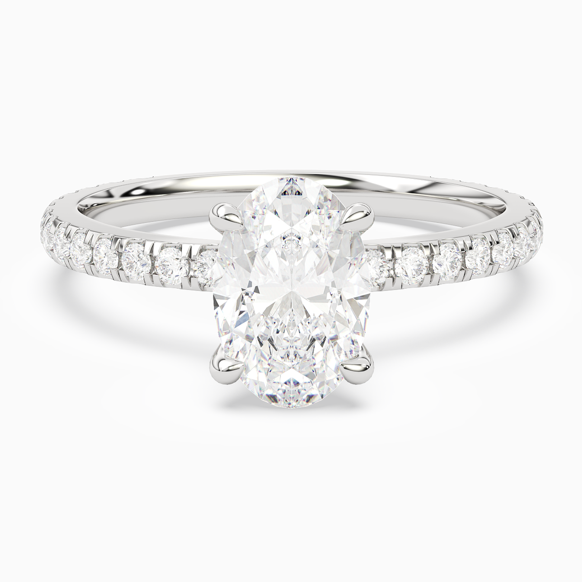 Oval Hidden Halo Crown Pavé in 14K White Gold main white