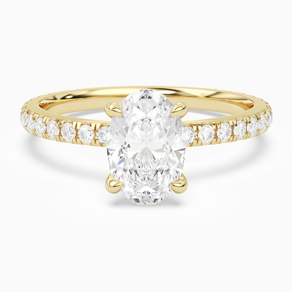 Oval Hidden Halo Crown Pavé in 14K Yellow Gold main white
