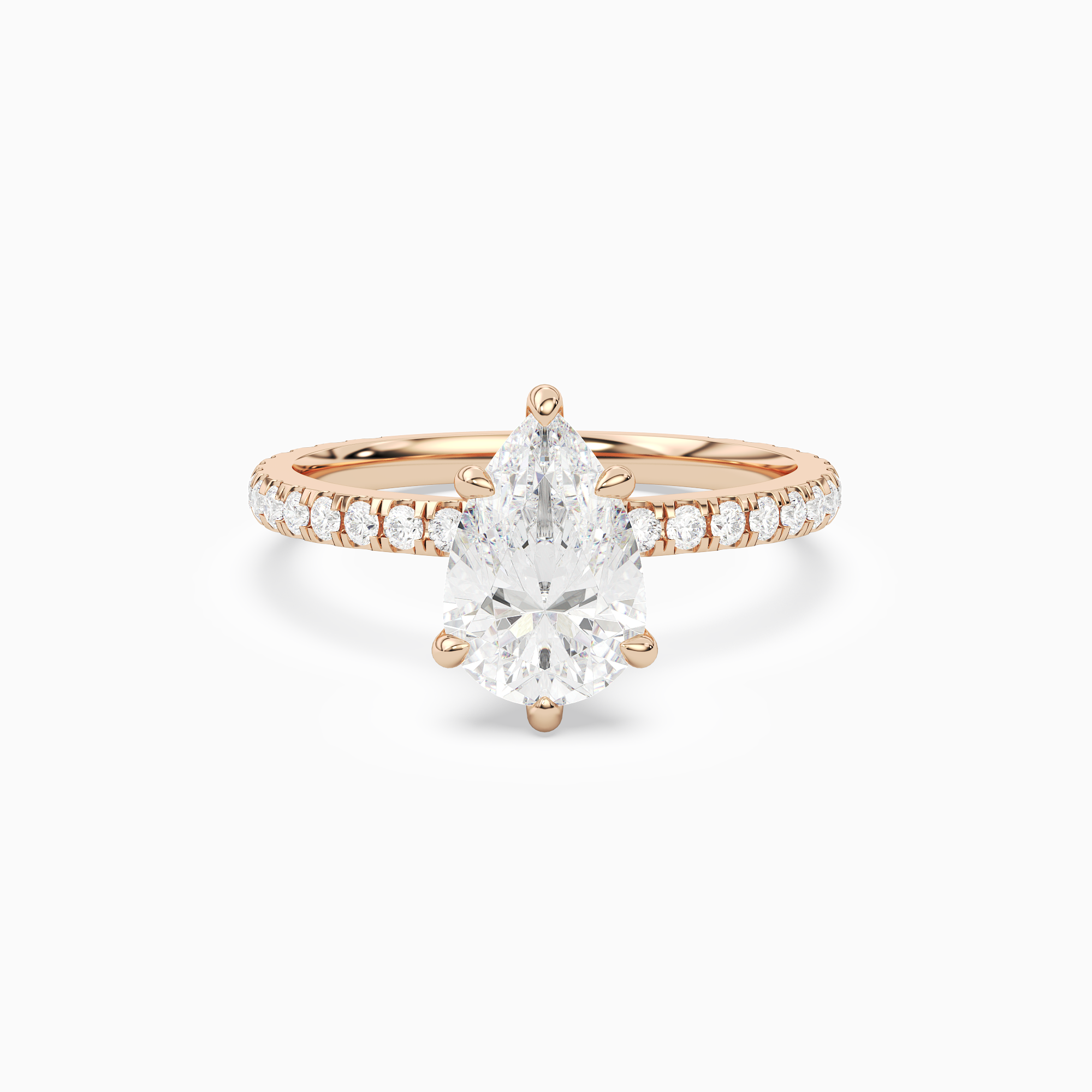 Pear Hidden Halo Crown Pavé in 14K Rose Gold main white