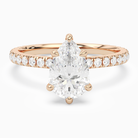 Pear Hidden Halo Crown Pavé in 14K Rose Gold main white