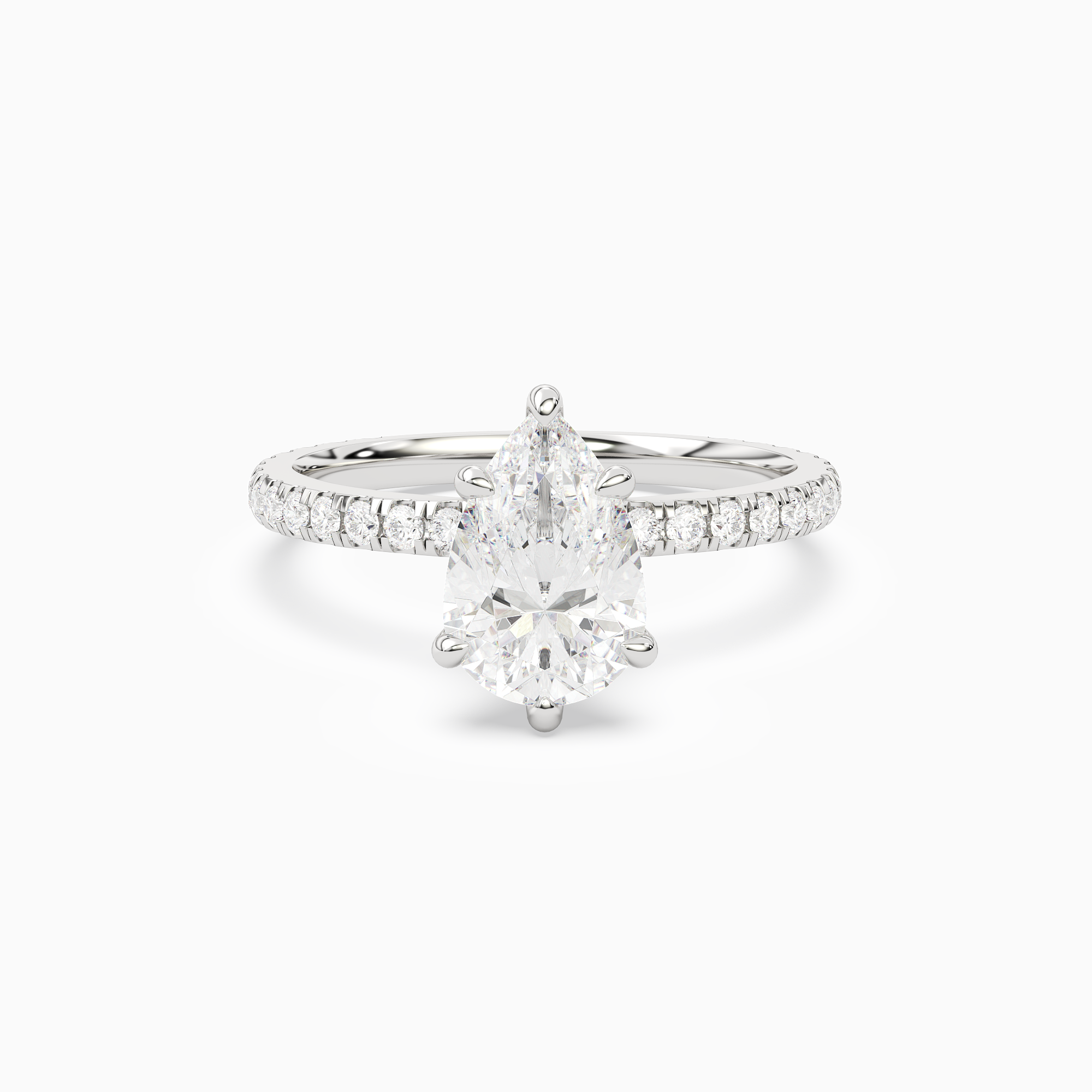 Pear Hidden Halo Crown Pavé in 18K White Gold main white