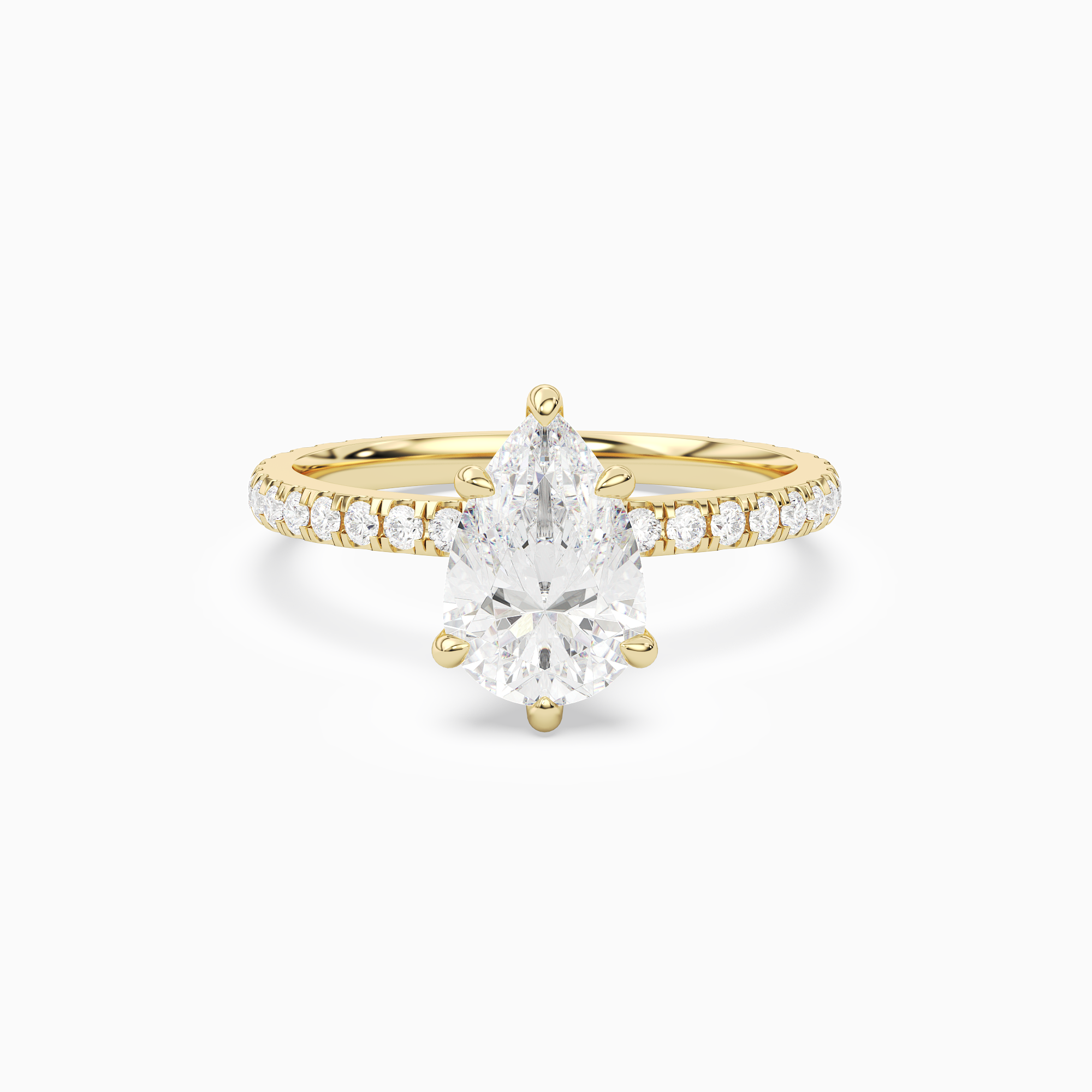Pear Hidden Halo Crown Pavé in 18K Yellow Gold main white