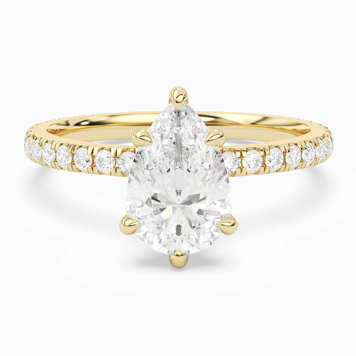 Pear Hidden Halo Crown Pavé in 18K Yellow Gold main white