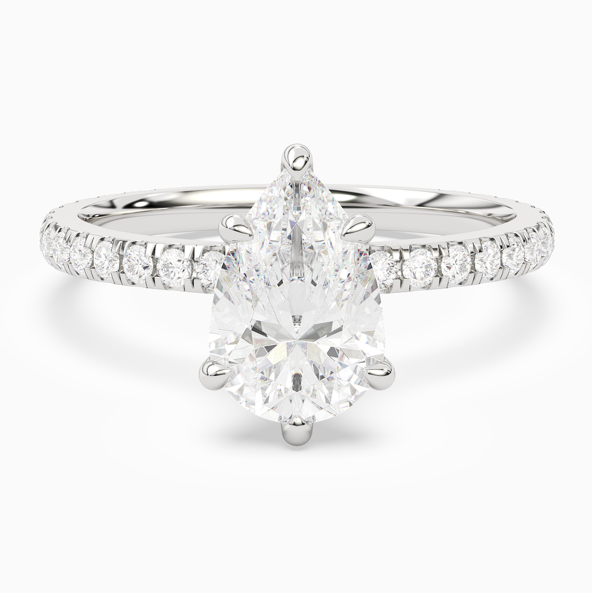 Pear Hidden Halo Crown Pavé in Platinum main white
