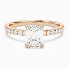 Emerald Hidden Halo Crown Petite Pavé in 14K Rose Gold main white