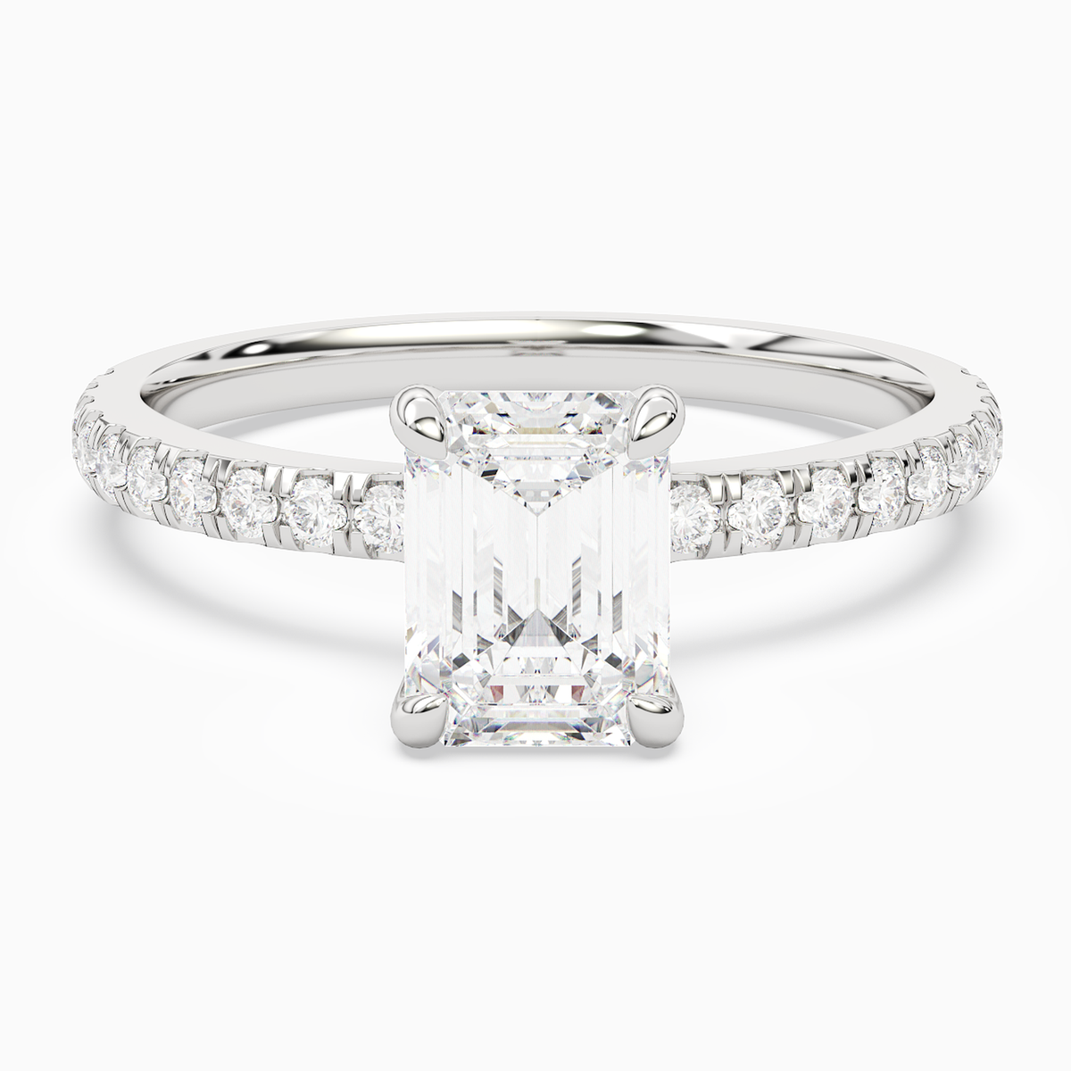 Emerald Hidden Halo Crown Petite Pavé in 14K White Gold main white