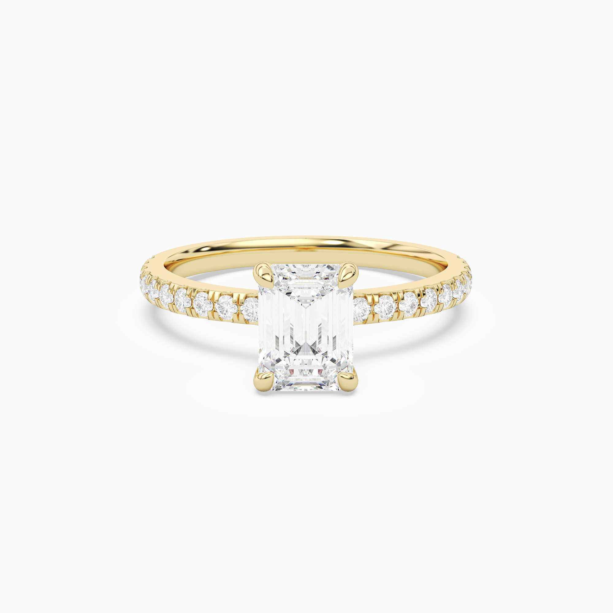Emerald Hidden Halo Crown Petite Pavé in 14K Yellow Gold main white