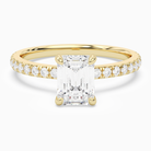 Emerald Hidden Halo Crown Petite Pavé in 14K Yellow Gold main white