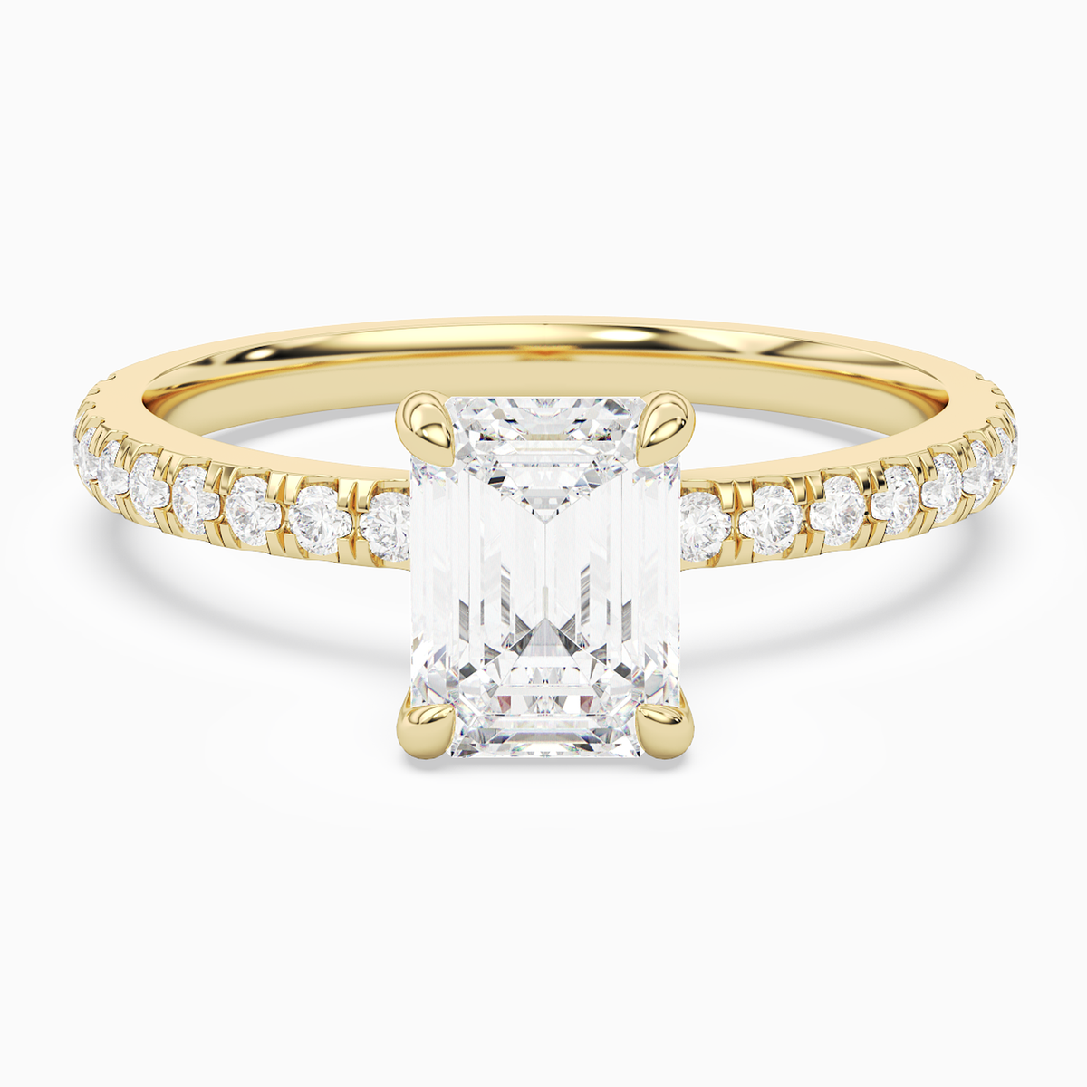 Emerald Hidden Halo Crown Petite Pavé in 14K Yellow Gold main white