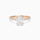 Oval Hidden Halo Crown Petite Pavé in 14K Rose Gold main white