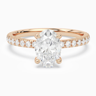 Oval Hidden Halo Crown Petite Pavé in 14K Rose Gold main white