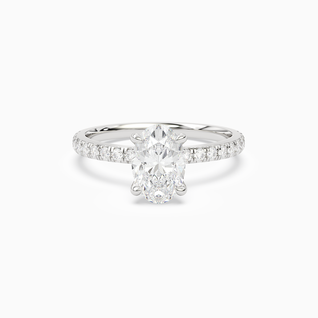 Oval Hidden Halo Crown Petite Pavé in 14K White Gold main white