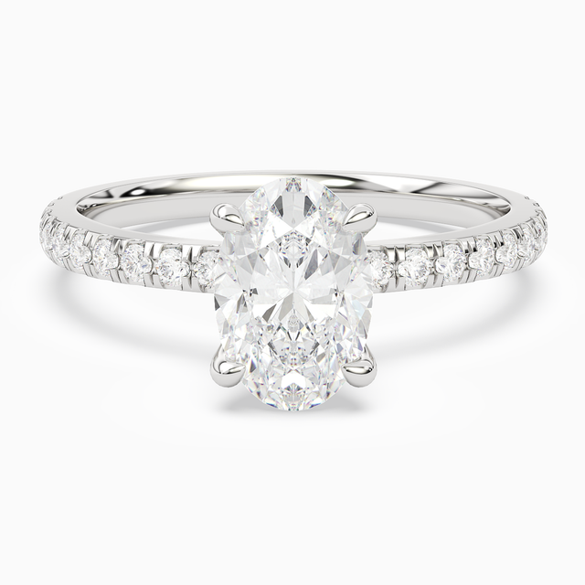 Oval Hidden Halo Crown Petite Pavé in 14K White Gold main white