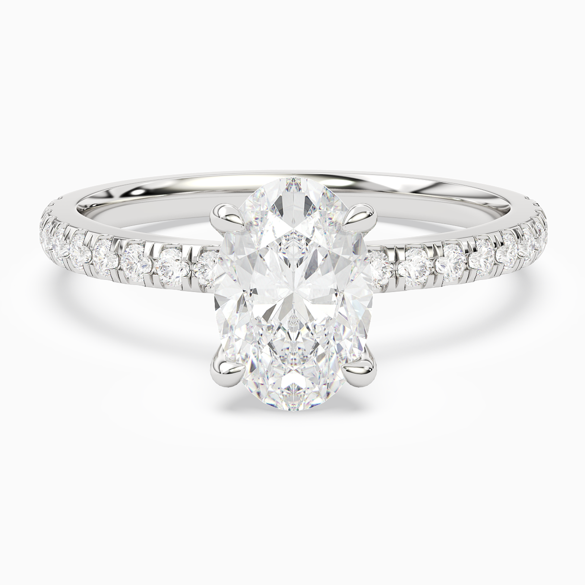Oval Hidden Halo Crown Petite Pavé in 18K White Gold main white
