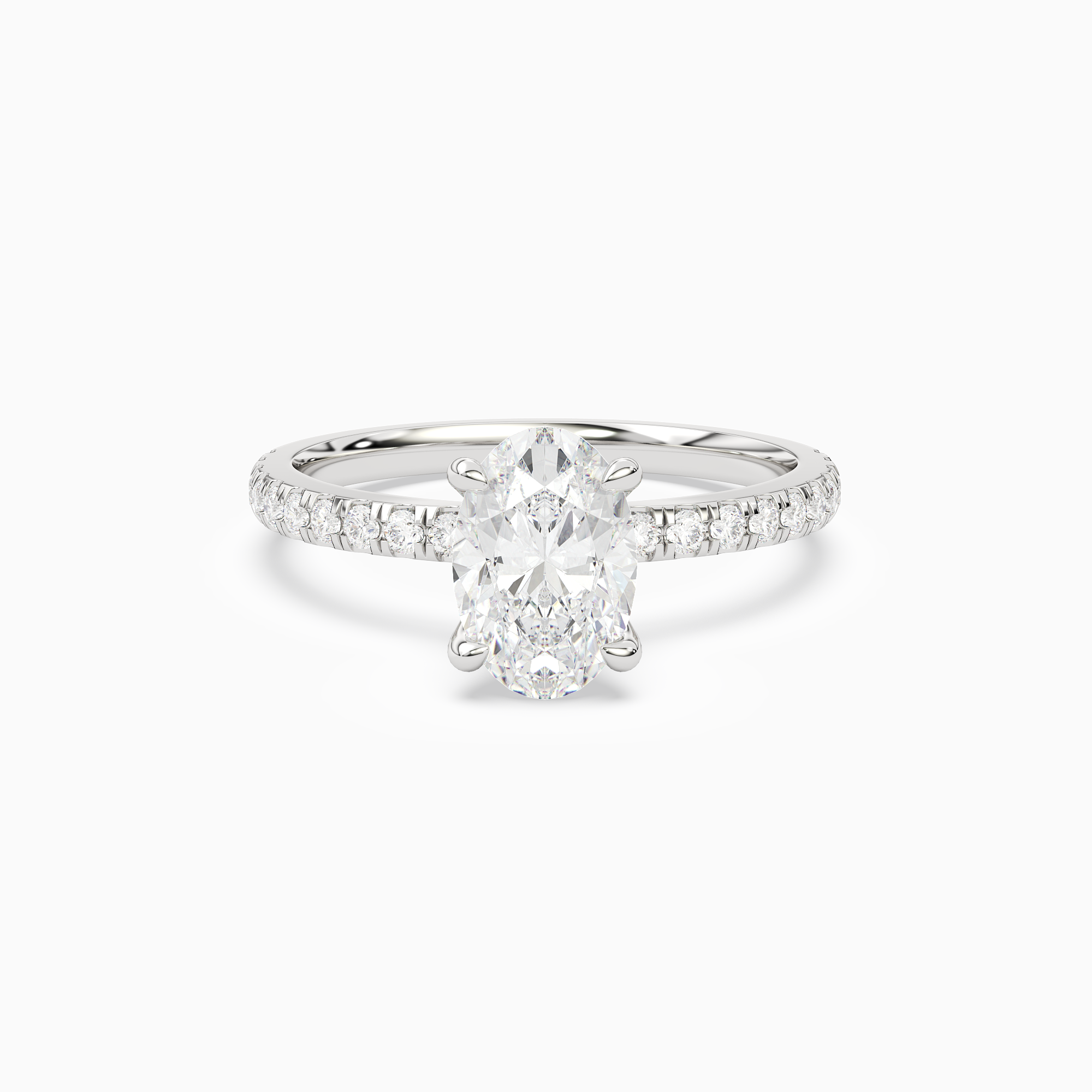 Oval Hidden Halo Crown Petite Pavé in Platinum main white