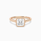 Asscher Milgrain Bezel Solitaire in 14K Rose Gold main white