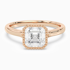 Asscher Milgrain Bezel Solitaire in 14K Rose Gold main white