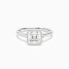 Asscher Milgrain Bezel Solitaire in 14K White Gold main white