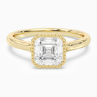 Asscher Milgrain Bezel Solitaire in 14K Yellow Gold main white