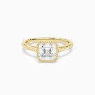 Asscher Milgrain Bezel Solitaire in 18K Yellow Gold main white