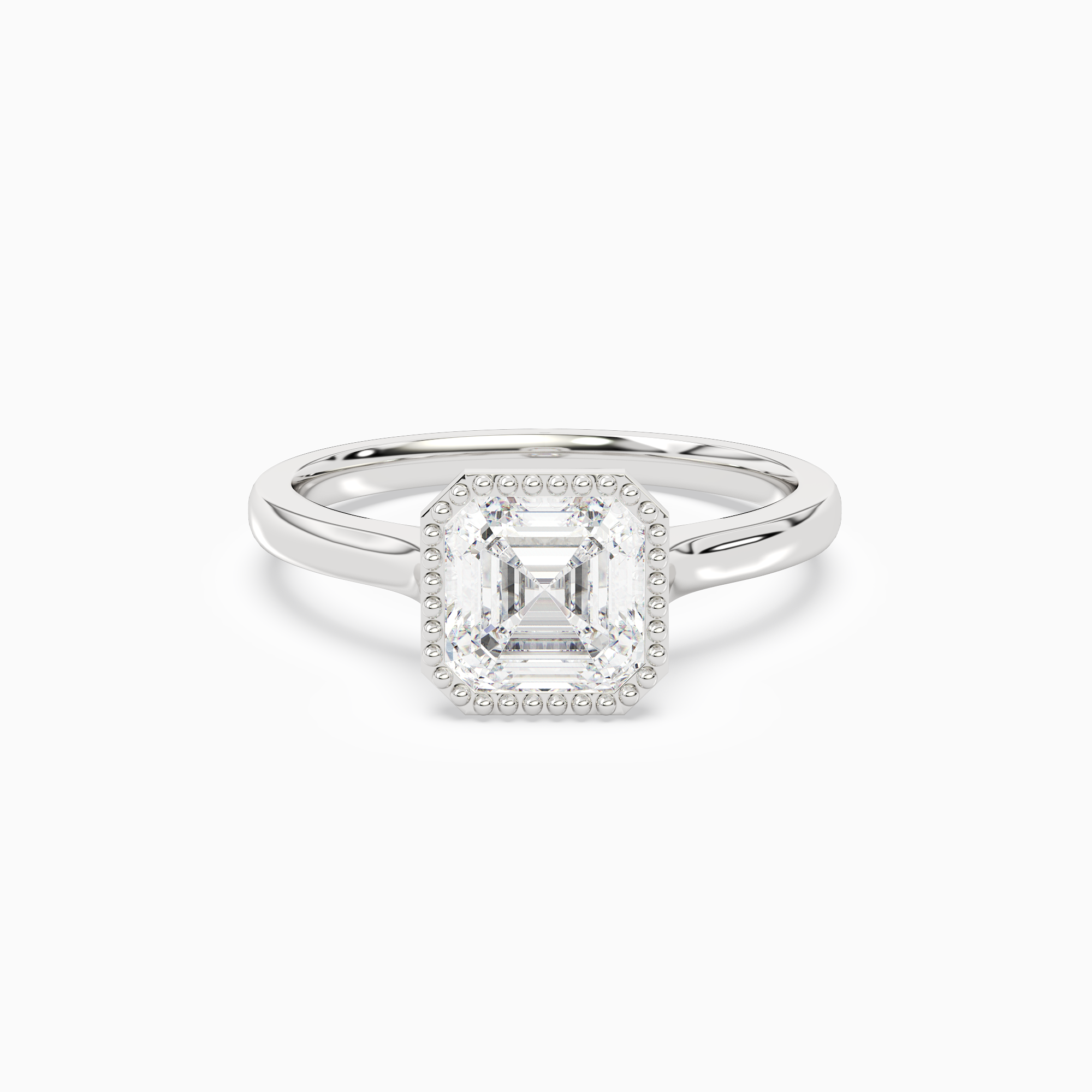 Asscher Milgrain Bezel Solitaire in Platinum main white