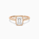 Emerald Milgrain Bezel Solitaire in 14K Rose Gold main white