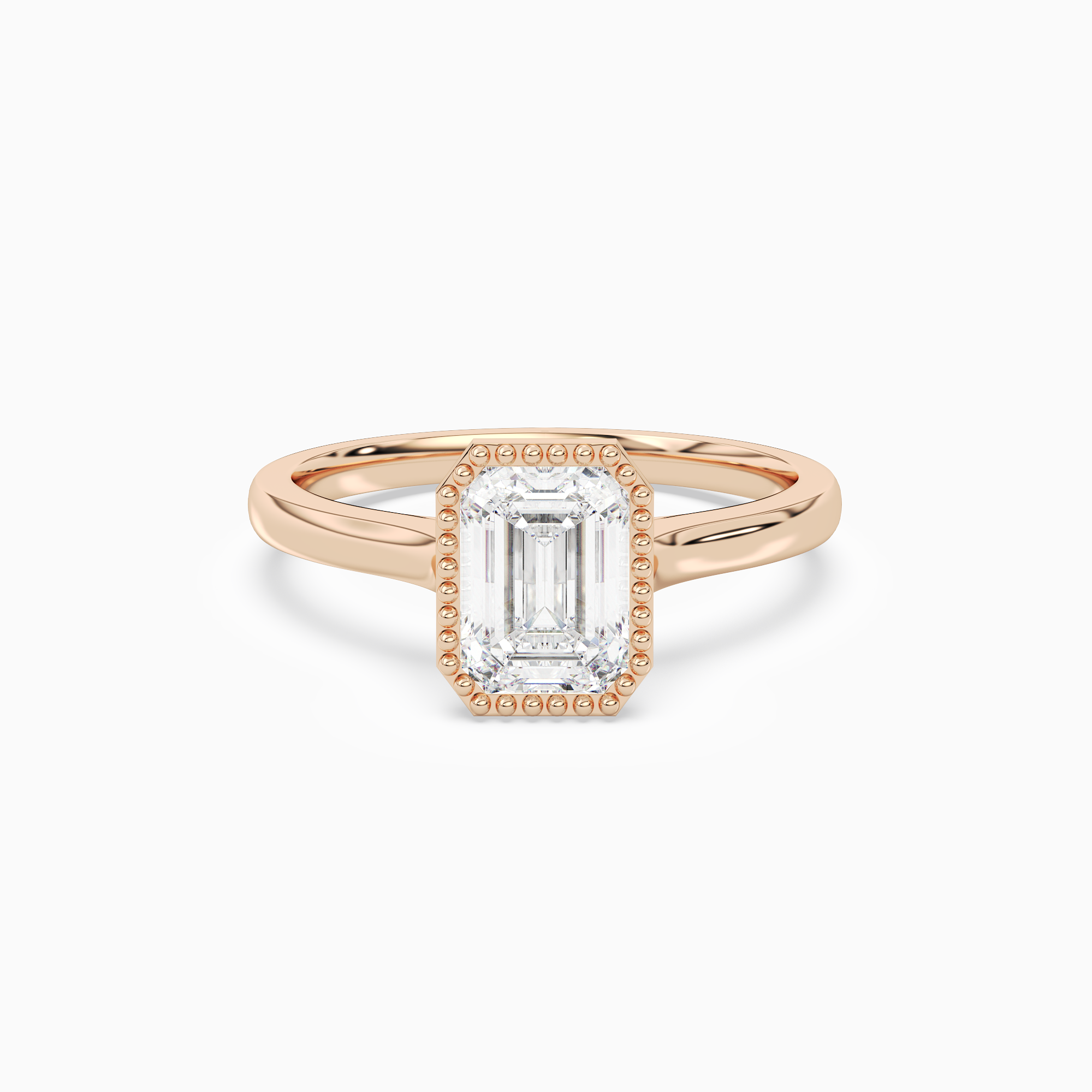 Emerald Milgrain Bezel Solitaire in 14K Rose Gold main white