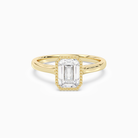 Emerald Milgrain Bezel Solitaire in 14K Yellow Gold main white