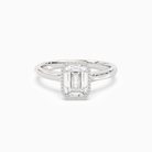 Emerald Milgrain Bezel Solitaire in 18K White Gold main white