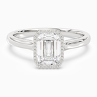 Emerald Milgrain Bezel Solitaire in 18K White Gold main white