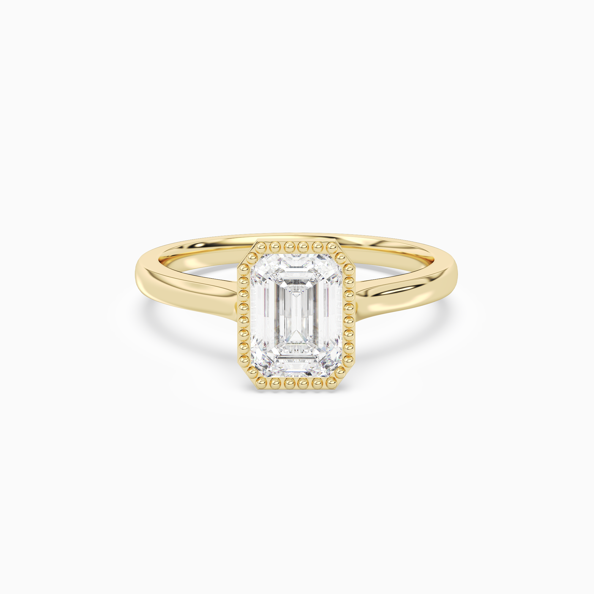 Emerald Milgrain Bezel Solitaire in 18K Yellow Gold main white