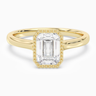 Emerald Milgrain Bezel Solitaire in 18K Yellow Gold main white