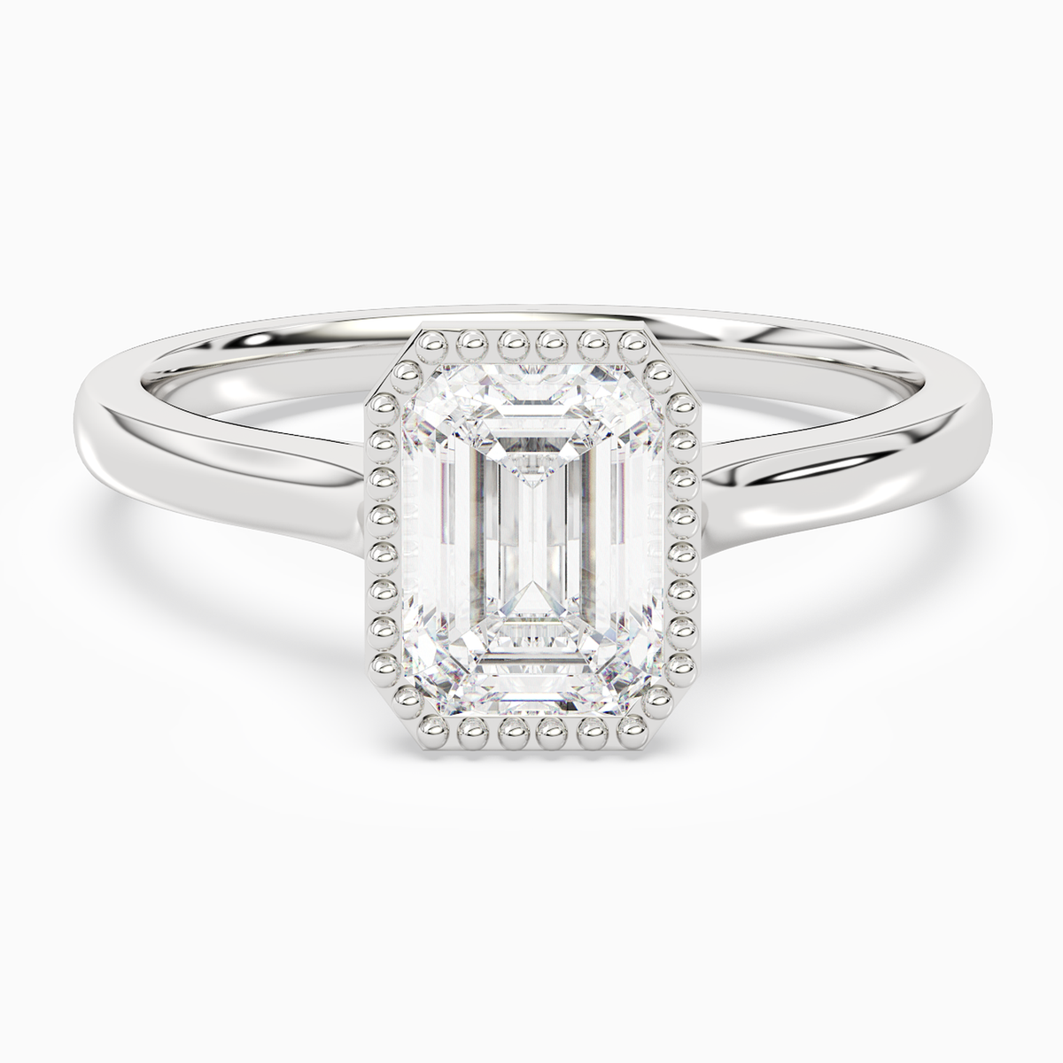 Emerald Milgrain Bezel Solitaire in Platinum main white