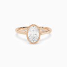 Oval Milgrain Bezel Solitaire in 14K Rose Gold main white