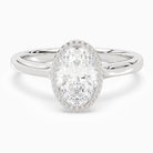Oval Milgrain Bezel Solitaire in 18K White Gold main white