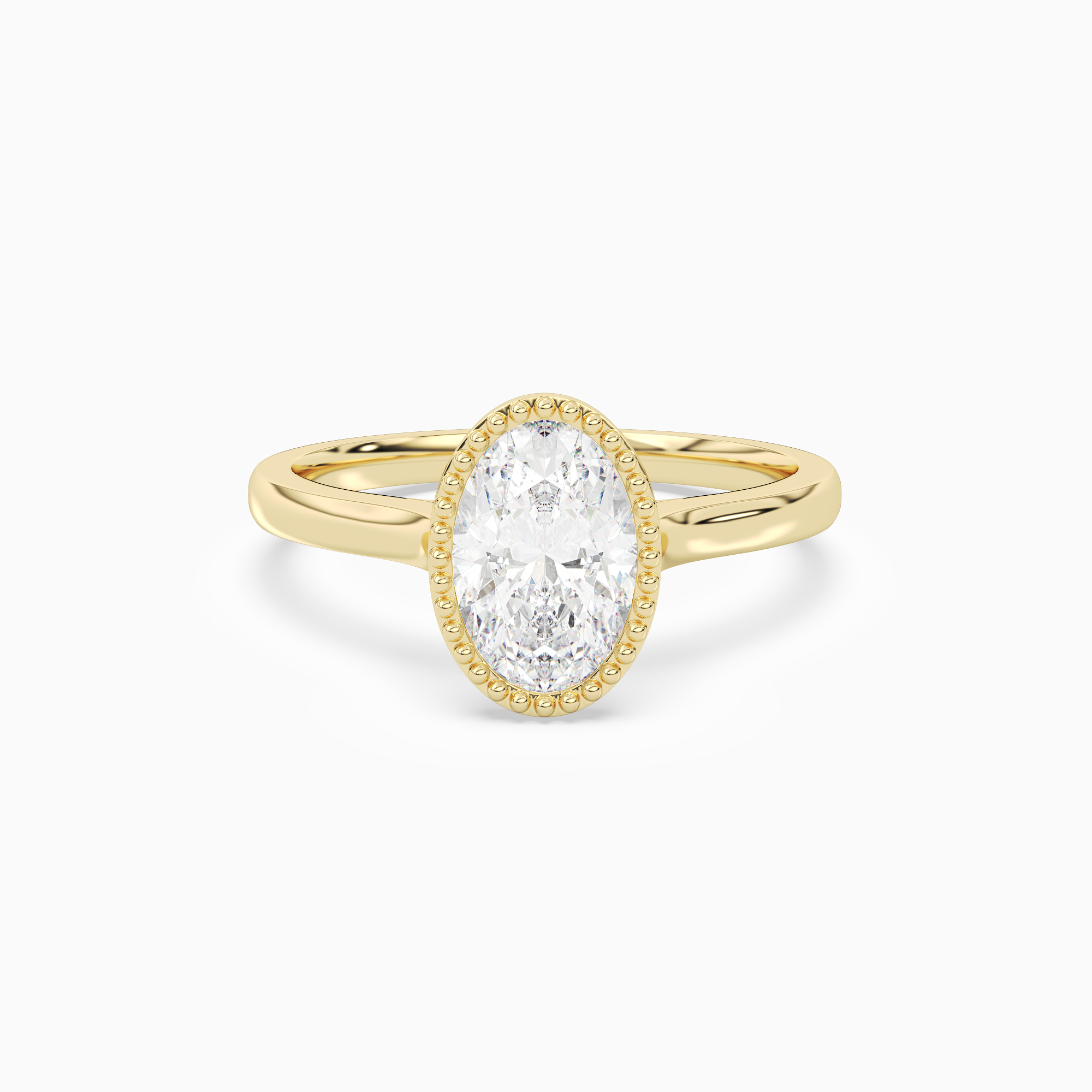 Oval Milgrain Bezel Solitaire in 18K Yellow Gold main white