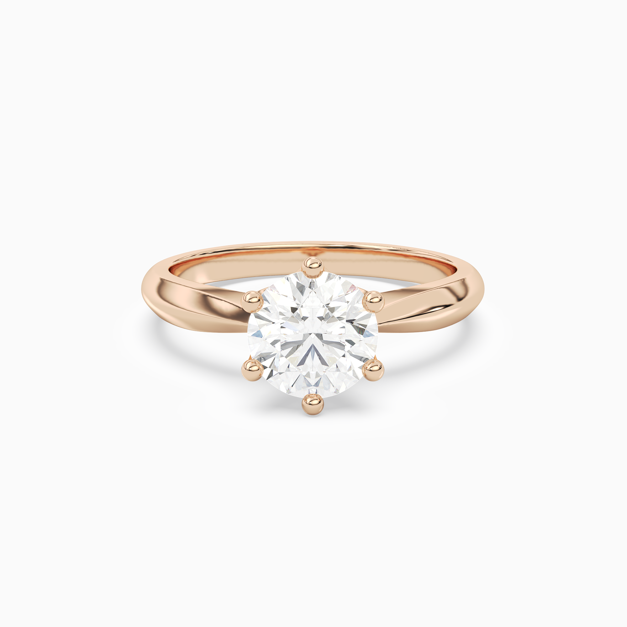 Round Classic Knife-Edge Solitaire in 14K Rose Gold main white