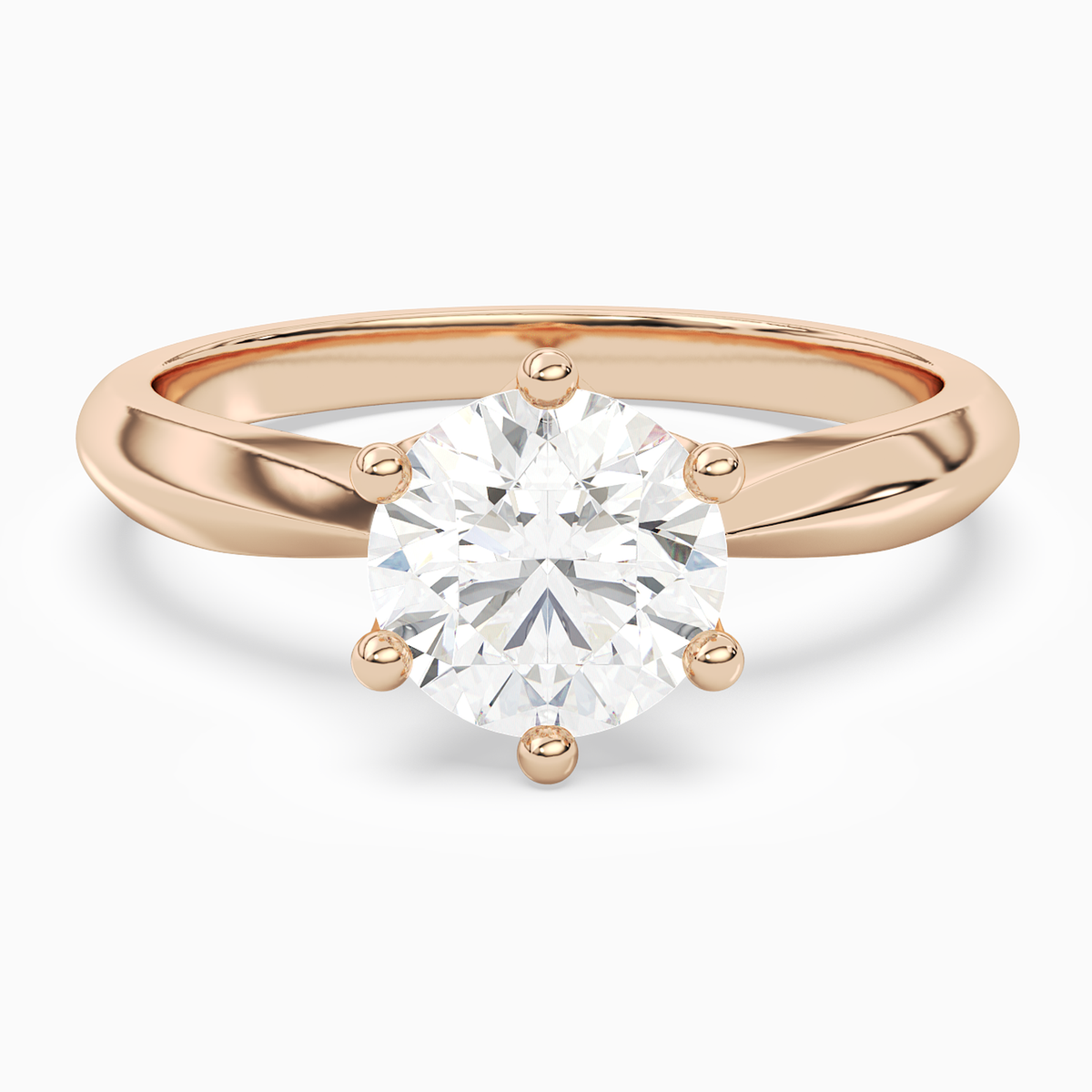 Round Classic Knife-Edge Solitaire in 14K Rose Gold main white