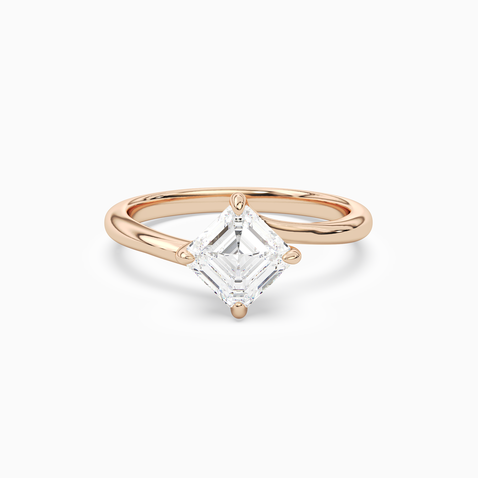 Asscher Bypass Solitaire in 14K Rose Gold main white