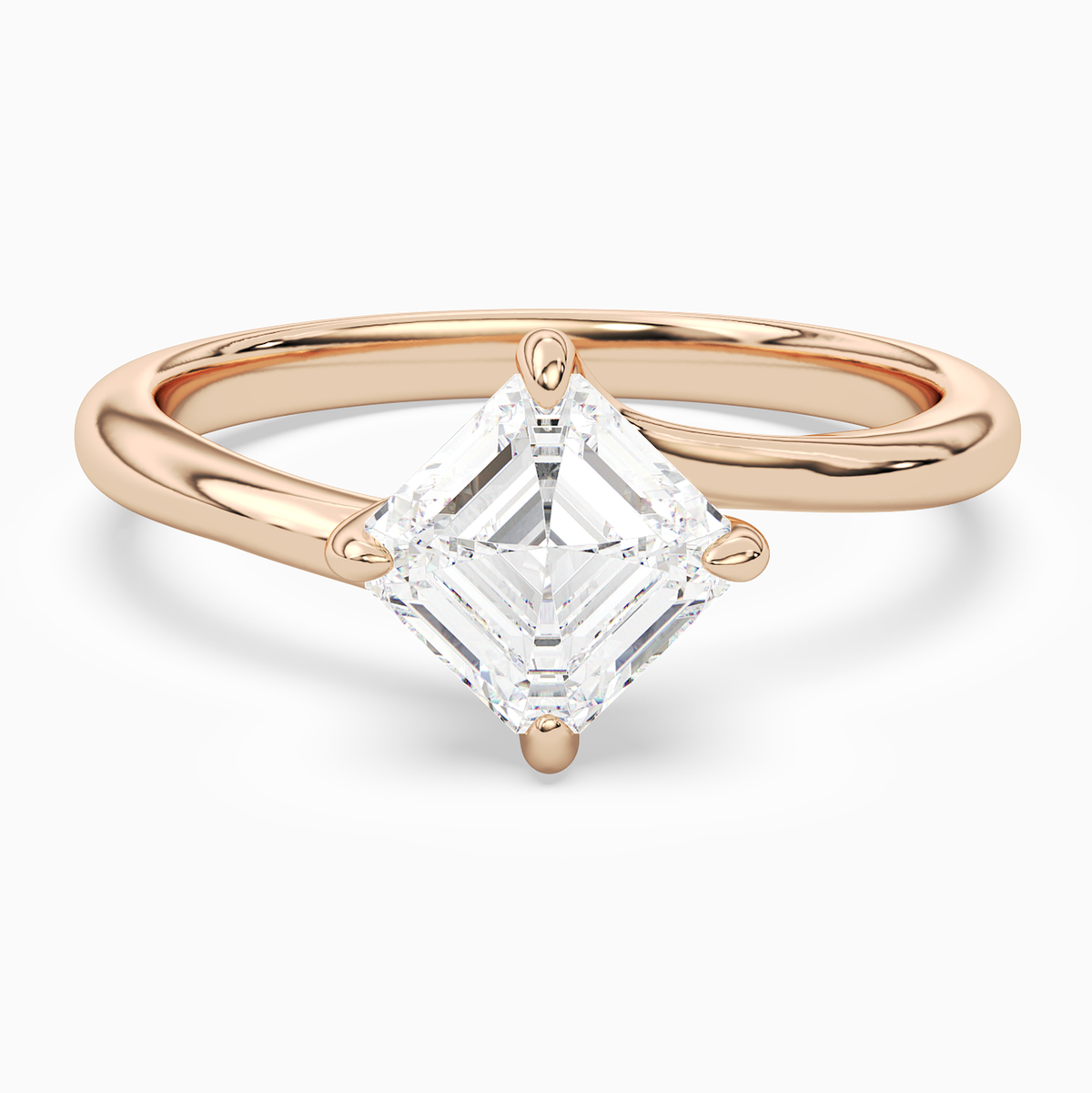 Asscher Bypass Solitaire in 14K Rose Gold main white