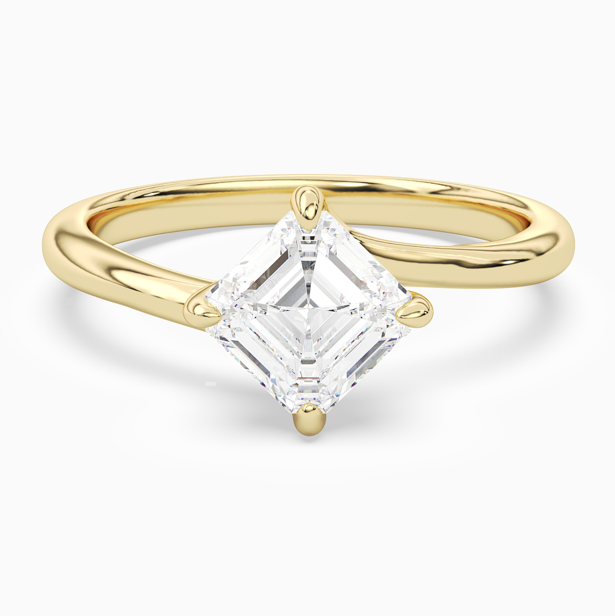 Asscher Bypass Solitaire in 18K Yellow Gold main white