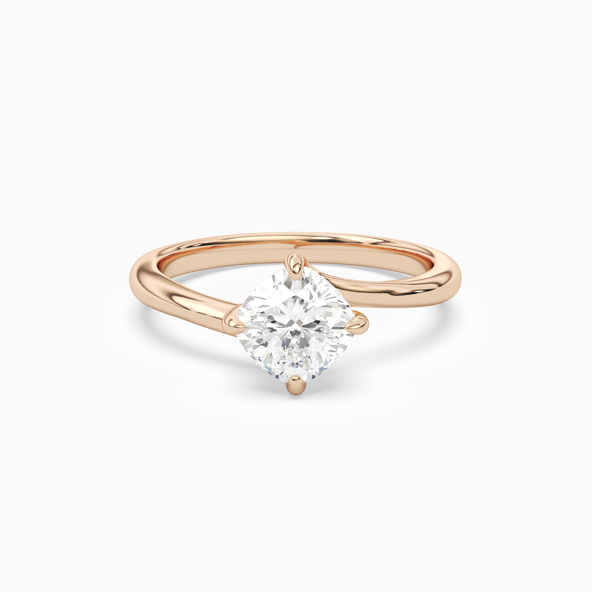 Cushion Bypass Solitaire in 14K Rose Gold main white