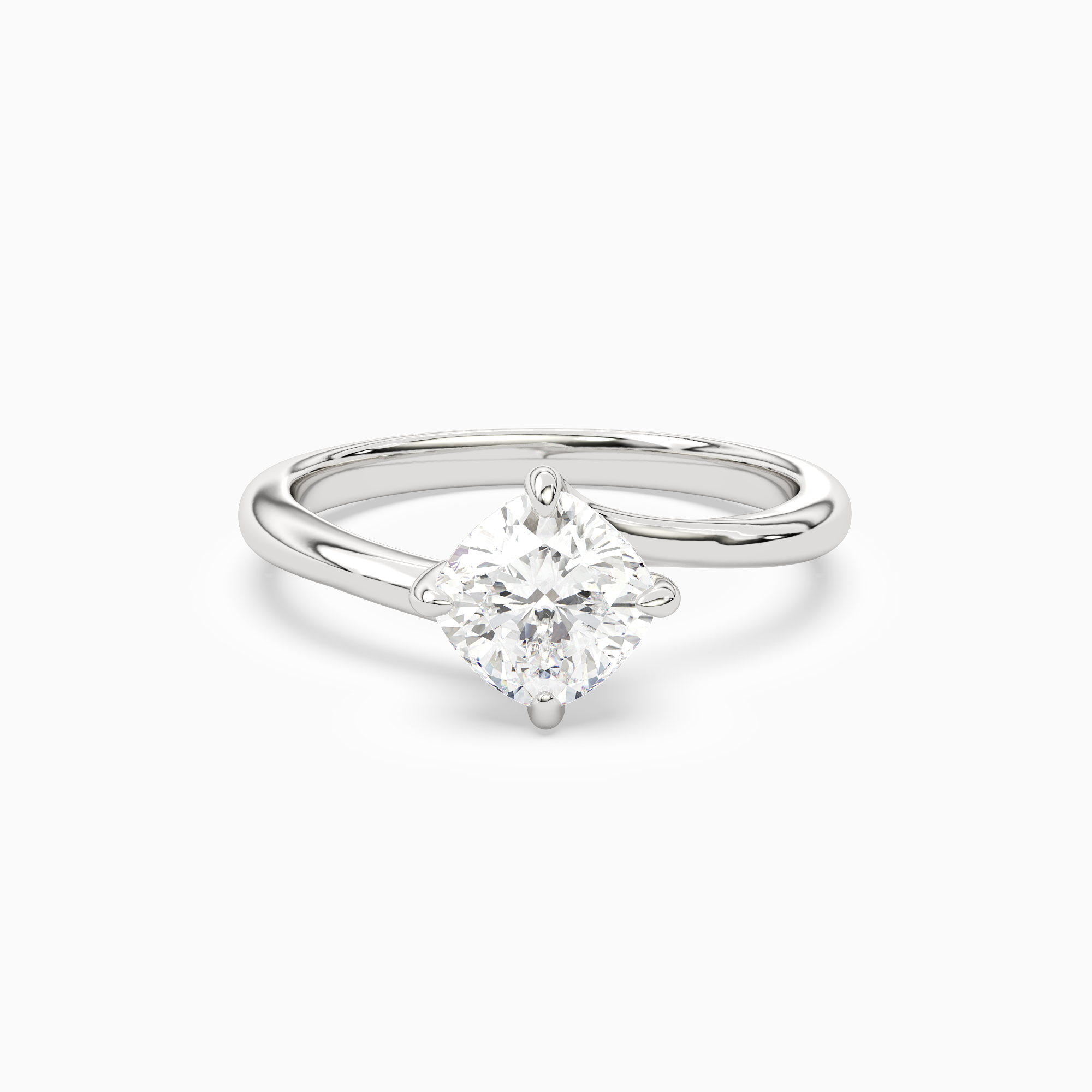 Cushion Bypass Solitaire in 14K White Gold main white