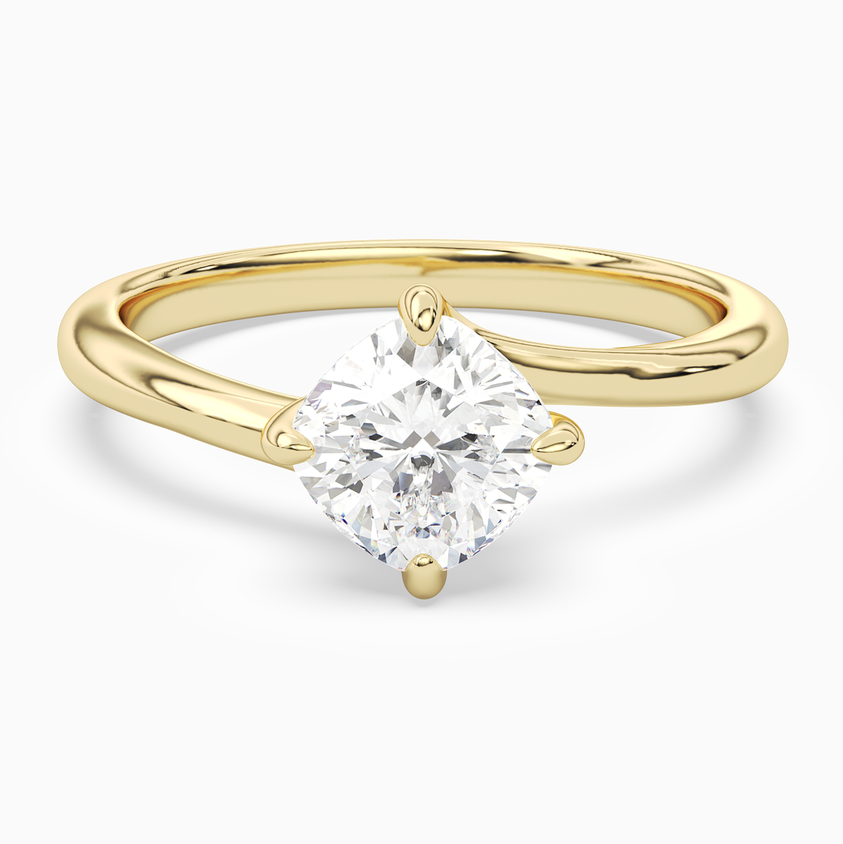 Cushion Bypass Solitaire in 14K Yellow Gold main white