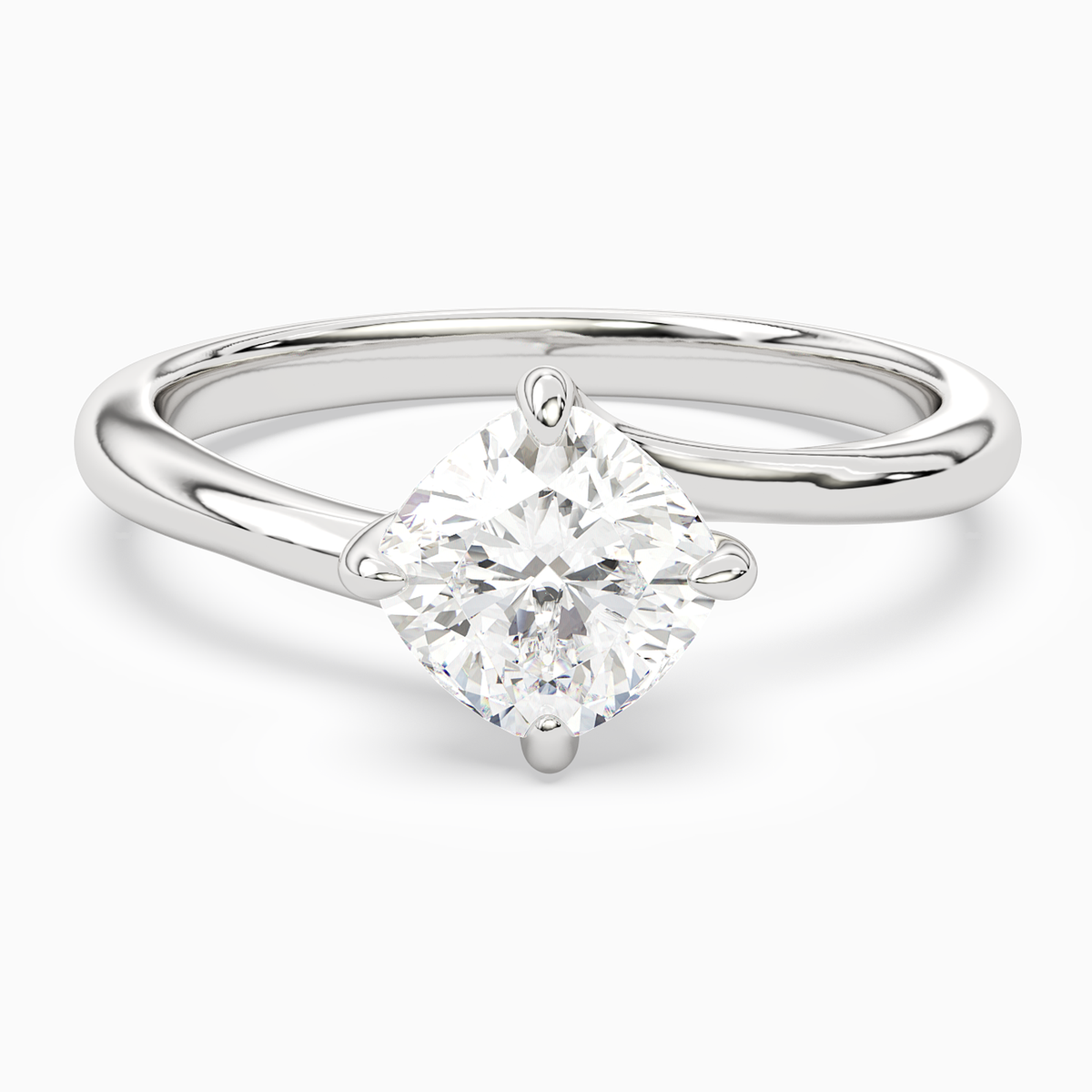Cushion Bypass Solitaire in Platinum main white