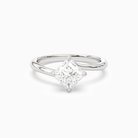 Princess Bypass Solitaire in 18K White Gold main white
