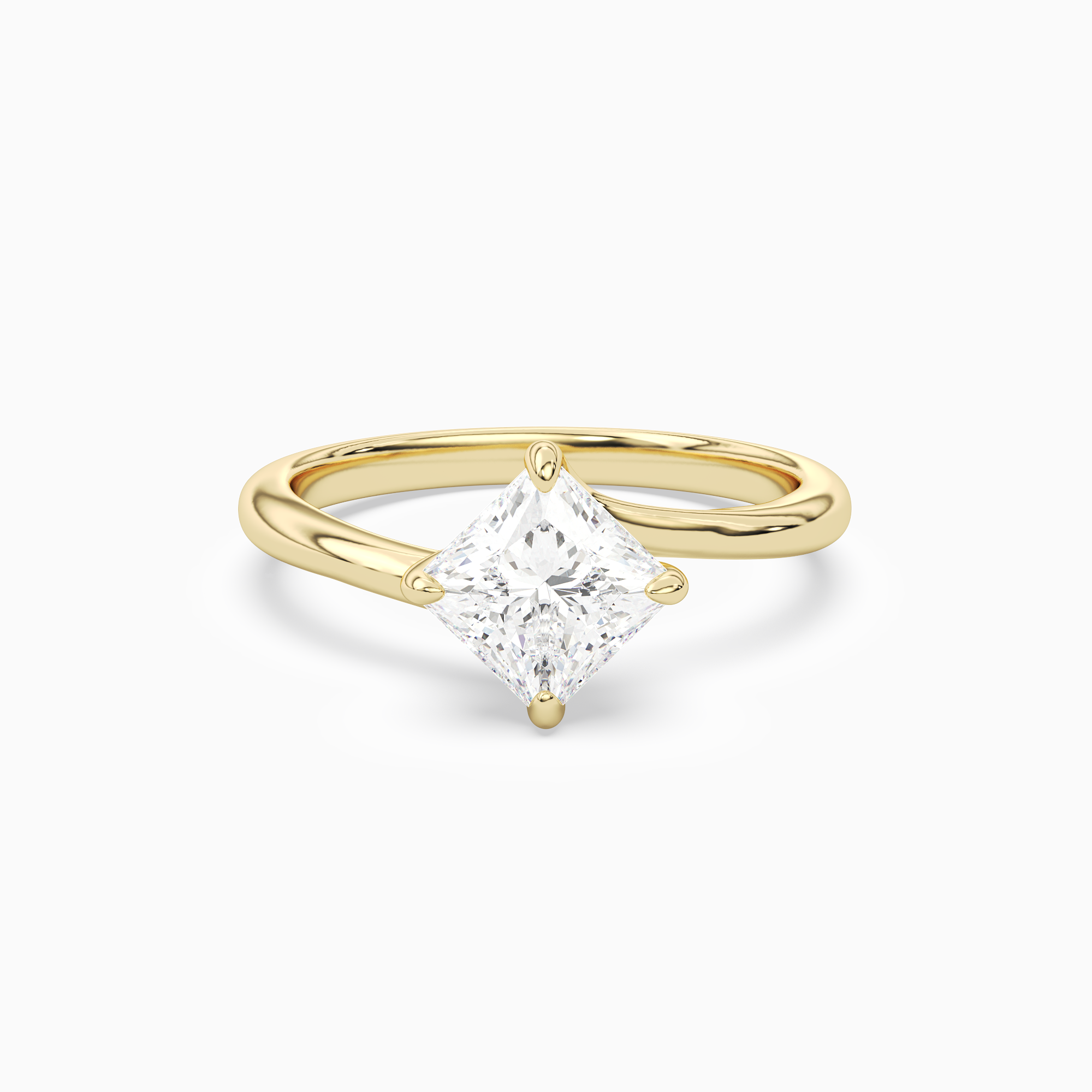 Princess Bypass Solitaire in 18K Yellow Gold main white