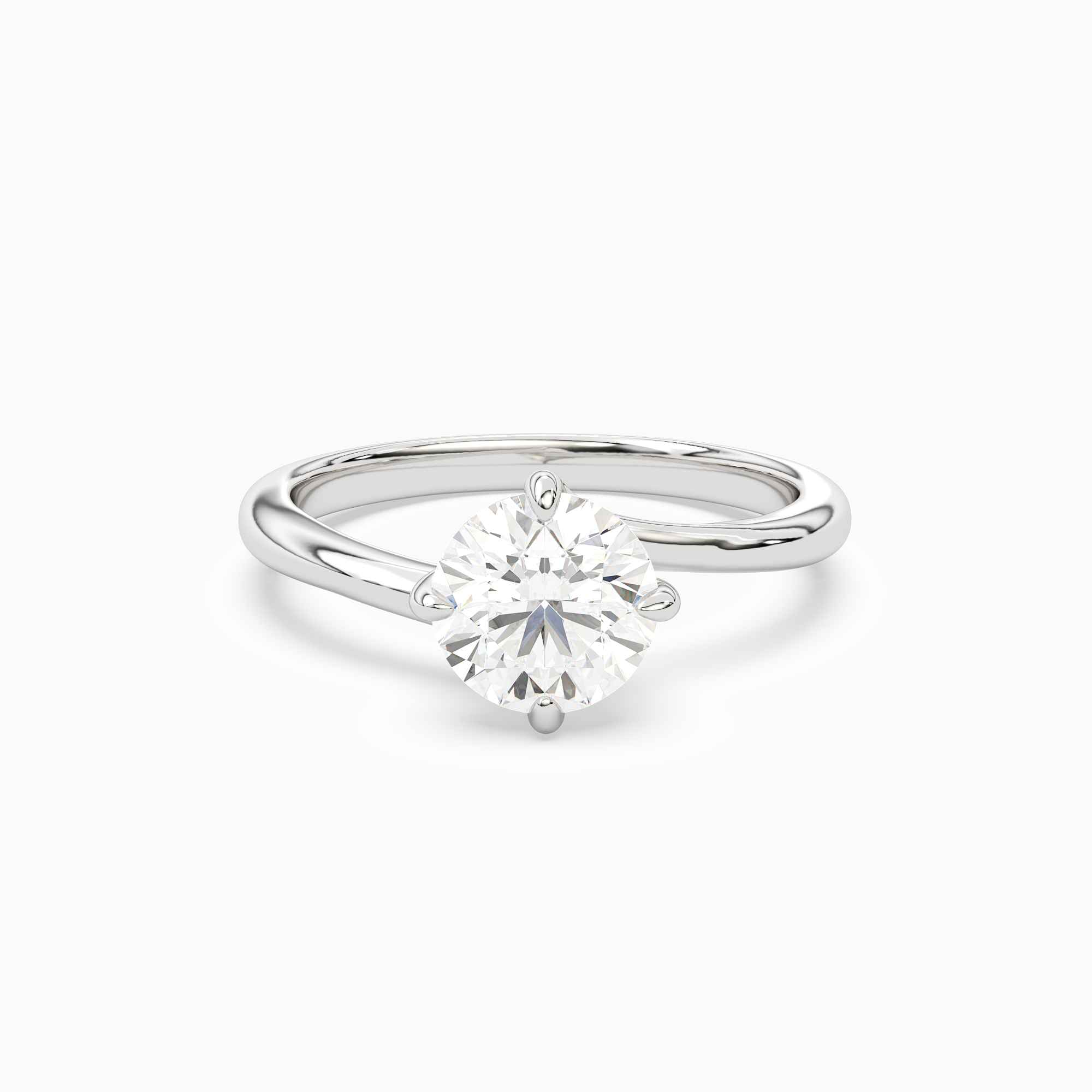 Round Bypass Solitaire in 18K White Gold main white